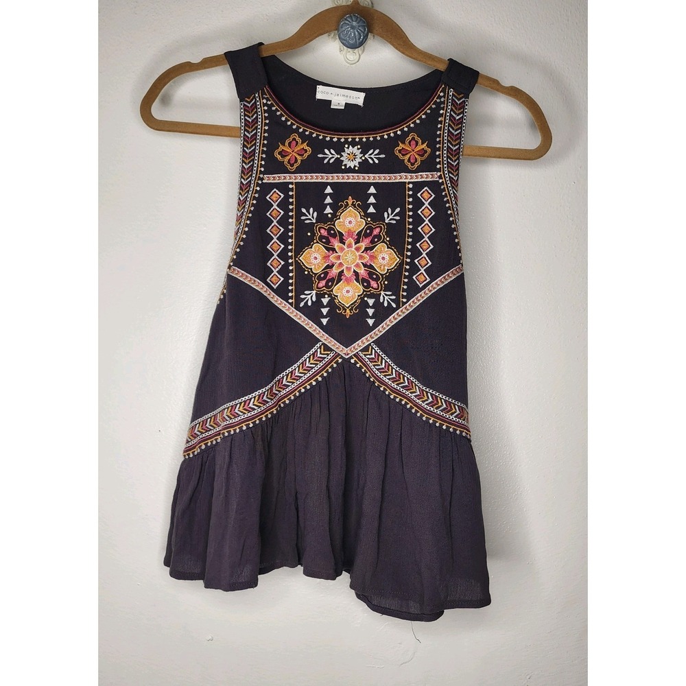 Coco + Jaimeson Women's Boho Embroidered Tank Size Small  Festival Boho Hippie